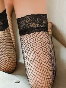 蕾絲拼接漁網襪