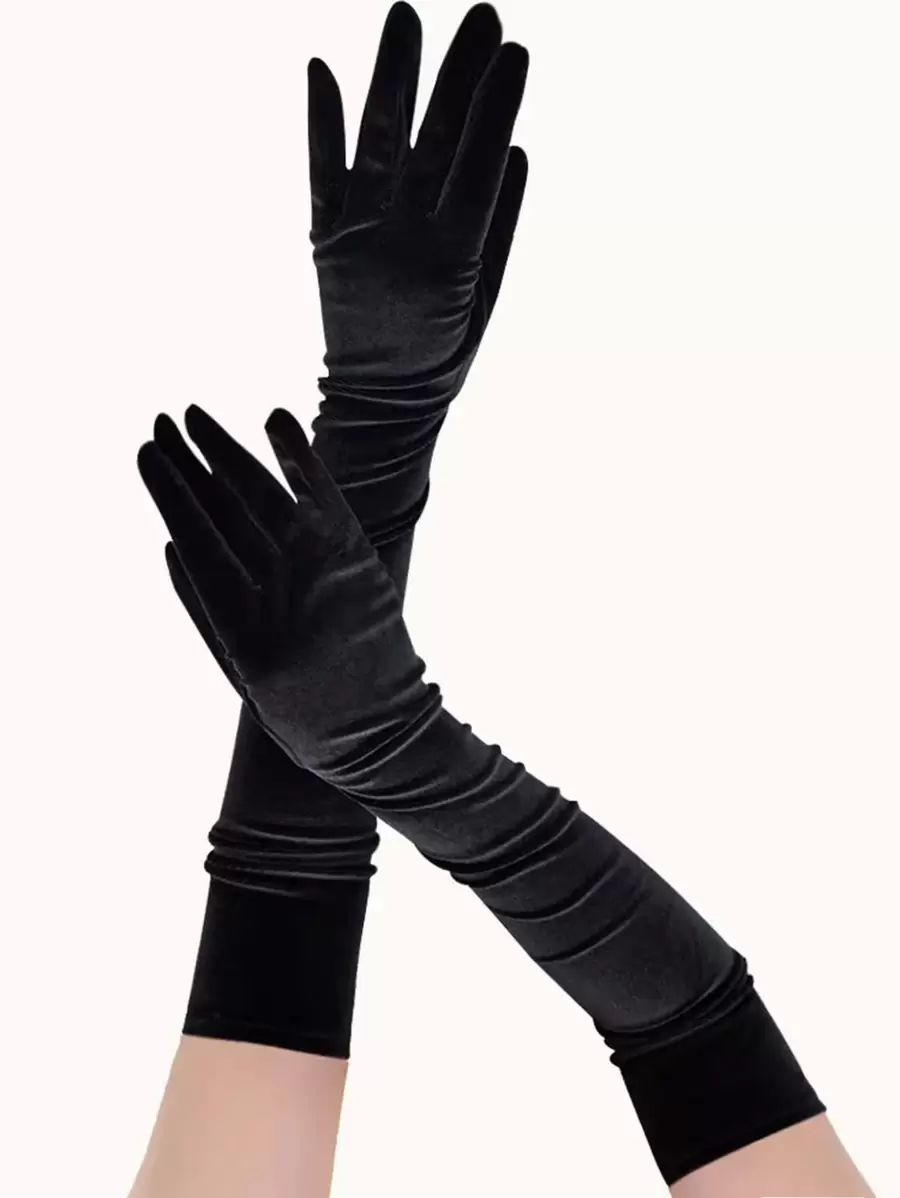 Guantes largos lisos - Negro - Ver 1
