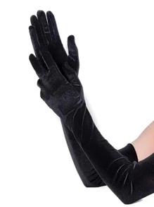 Guantes largos lisos - Negro - Ver 5