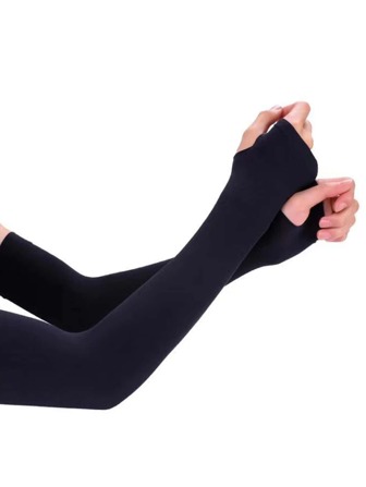 1Pair Sunscreen Solid Black Arm Sleeve, Summer Cooling Cuff For Women, Outdoor Running Fishing Sun Protection Cover Halloween Accessories Winter Gloves Cold Gloves