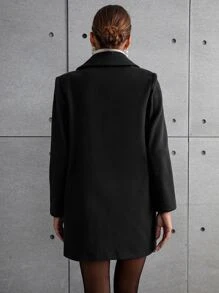 SHEIN LUNE Abrigo con botón de cuello con solapa con diseño de solapa - Negro - Ver 2