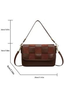 Bolsa cuadrada de dos tonos con solapa