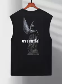 Manfinity EMRG Men Letter & Figure Graphic Tank Top - Black - View 3