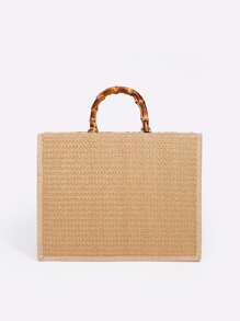 中等草編包亮片裝飾隨機花朵圖案 - 彩色 - 查看 5