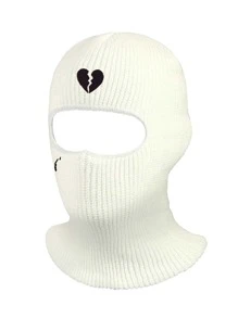 1 Mũ nam họa tiết trái tim phong cách giản dị Balaclava Cap, dành cho hoạt động ngoài trời - trắng - Xem 2