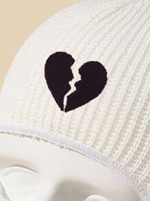 1 Mũ nam họa tiết trái tim phong cách giản dị Balaclava Cap, dành cho hoạt động ngoài trời - trắng - Xem 3