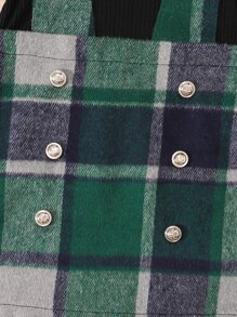 Niñitas Vestido 2 en 1 con estampado de cuadros ribete con fruncido - Multicolor - Ver 6