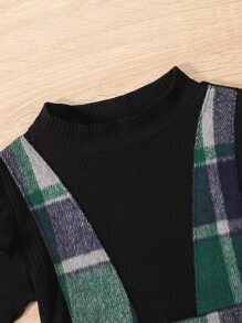 Niñitas Vestido 2 en 1 con estampado de cuadros ribete con fruncido - Multicolor - Ver 7