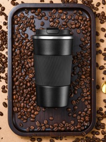 不锈钢咖啡杯保温杯防滑旅行车载保温瓶水瓶 - 黑色 - 查看 2