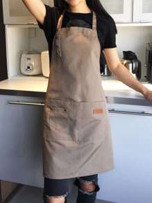 1pc Anti-fouling Random Color Apron, Thick Polyester Apron For Household