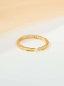 Cubic Zirconia Decor Cuff Ring - Yellow Gold - View 4