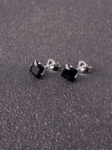 Nam giới thời trang và được ưa chuộng Bông tai trang trí bằng đá khối Zirconia bằng thép không gỉ Phong cách Punk Hip Pop cho món quà trang sức và cho vẻ ngoài sành điệu - màu đen - Xem 1