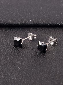 Nam giới thời trang và được ưa chuộng Bông tai trang trí bằng đá khối Zirconia bằng thép không gỉ Phong cách Punk Hip Pop cho món quà trang sức và cho vẻ ngoài sành điệu - màu đen - Xem 2