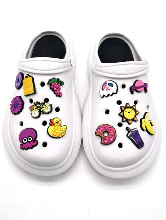13入組卡通鴨和章魚設計鞋飾
