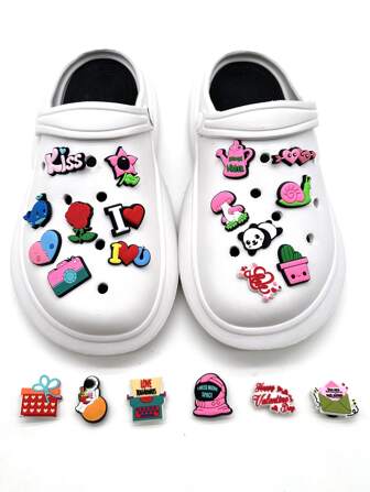 21入組心和花朵設計鞋飾