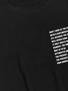 Manfinity Homme Men Slogan Graphic High Low Tee - Black - View 4