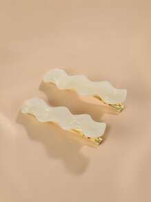 2pcs Wave Decor Alligator Hair Clip - Multicolor - View 2