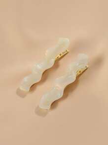 2pcs Wave Decor Alligator Hair Clip - Multicolor - View 3