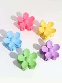5 piezas Mujeres Flor Color de Dopamina Combinaciones de Diseño Garras de Pelo de Colores Brillantes Lindos Casuales - Multicolor - Ver 2