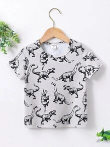Toddler Boys Dinosaur Print Tee - Grey - View 1