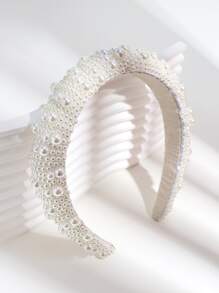 Băng đô trang trí ngọc trai giả thanh lịch - trắng - Xem 2