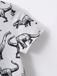 Toddler Boys Dinosaur Print Tee - Grey - View 3