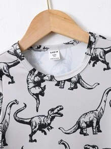 Toddler Boys Dinosaur Print Tee - Grey - View 4