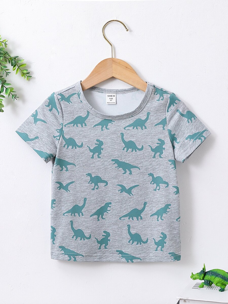 Toddler Boys Dinosaur Print Tee - Grey - View 1