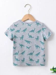 Toddler Boys Dinosaur Print Tee - Grey - View 2