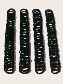 100pcs Solid Hair Tie - Black - View 1