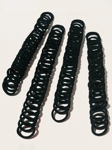 100pcs Solid Hair Tie - Black - View 2