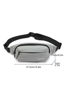 TINYAT 男士腰部字母圖案包胸包 - 灰色 - 查看 5