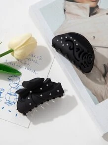 2入組水鑽和蝴蝶結裝飾髮爪