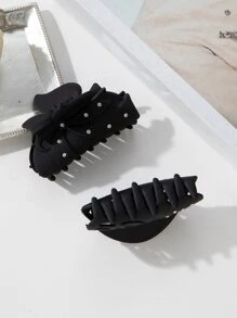 2入組水鑽和蝴蝶結裝飾髮爪