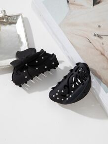 2入組水鑽和蝴蝶結裝飾髮爪