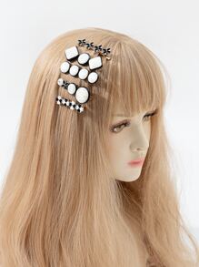 5 cái Hoa & Cỏ bốn lá Trang trí nội thất Cá sấu Kẹp tóc - Đen và trắng - Xem 1