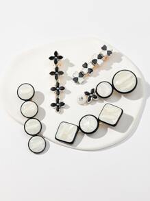 5 cái Hoa & Cỏ bốn lá Trang trí nội thất Cá sấu Kẹp tóc - Đen và trắng - Xem 3