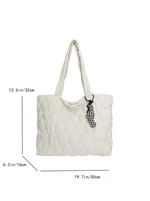 Free Charm 绗缝大容量单肩托特包,适合女性日常使用、上班通勤、上学、大学学习,帆布包,轻便,可折叠,米色,学生用托特包,多个隔层,非常适合海滩、上学、工作和日常使用,适合青少年的文学书包,非常适合书籍、购物、书包、学校手提包、防水、便携、经典休闲,适合少女、女大学生,学校托特包,大学必备品 - 米色 - 查看 6