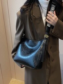 防水、輕巧、商務休閒女式大容量百搭包、手提包斜背包、時尚包適合工作和學校簡約拉鍊流浪漢包適合青少年女大學生、菜鳥和白領完美適合辦公室、學院、工作、商務, 通勤,國中, 高中, 小學 - 黑色 - 查看 6