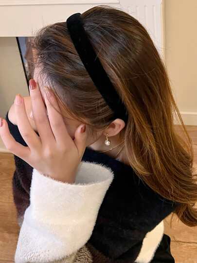 1pc Solid Elegant Wide Headband,Hairband,Hair Hoop Headbands, Black