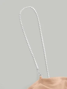 SHEIN MOD Chain Detail Ruched Cami Dress - Apricot - View 4
