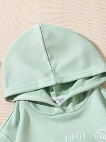 Tween Girl Coffee & Letter Graphic Sweatshirt - Mint Green - View 3