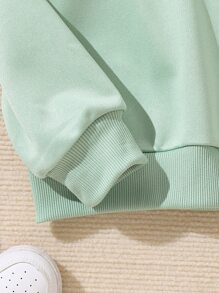 Tween Girl Coffee & Letter Graphic Sweatshirt - Mint Green - View 5