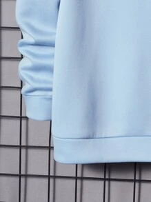 Manfinity VCAY Men Letter Graphic Drawstring Light Blue Letter Long Sleeve Casual Hoodie, For Friends, Husband, Boyfriend Gifts, For Fall Winter - Baby Blue - View 3