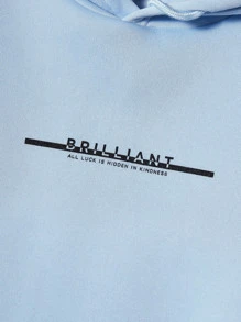 Manfinity VCAY Men Letter Graphic Drawstring Light Blue Letter Long Sleeve Casual Hoodie, For Friends, Husband, Boyfriend Gifts, For Fall Winter - Baby Blue - View 4