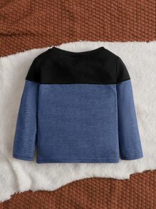 SHEIN 嬰兒男童雙色t恤,休閑簡約風,適用於秋冬季穿著 - 彩色 - 查看 2