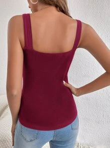 SHEIN Privé Contrast Lace Wide Strap Top