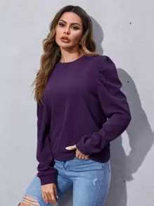 SHEIN LUNE 泡泡袖套頭衫 - 紫羅蘭色 - 查看 1