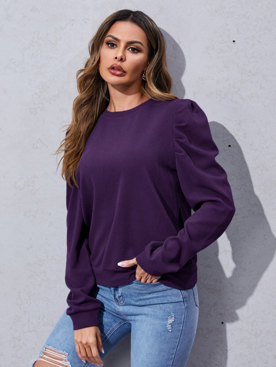 SHEIN LUNE 泡泡袖套頭衫 - 紫羅蘭色 - 查看 1