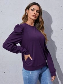 SHEIN LUNE 泡泡袖套頭衫 - 紫羅蘭色 - 查看 4